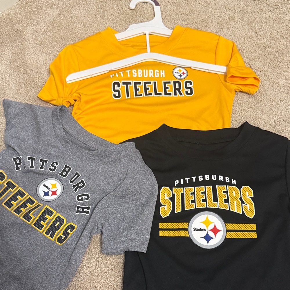 NFL Steelers Kids Short Sleeve Tees - Black, Gray, Yellow